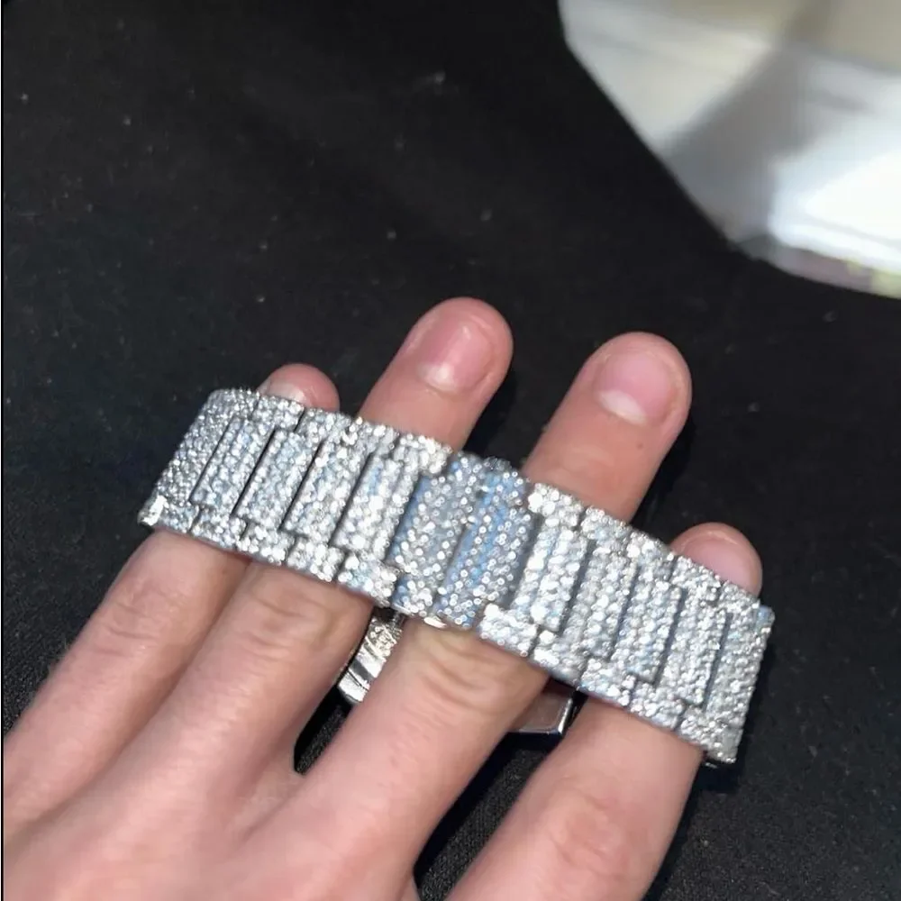 VVS Bustdown Iced Out Unisex Steel Luxury Simulated Diamond Watch Hip Hop